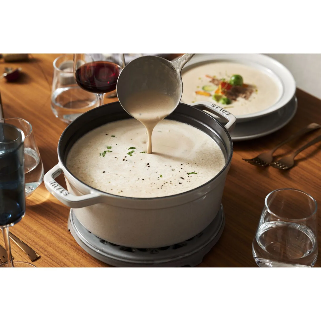 Staub Cocotte 28 Cm, Rund, White Truffle, Støbejern - Billede 5