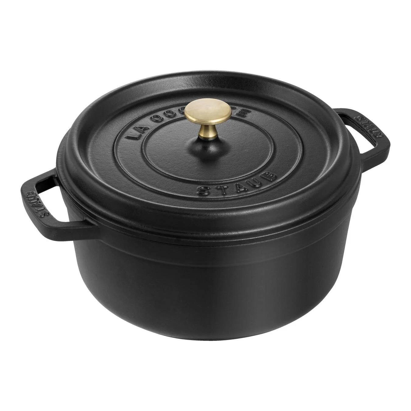 Staub Cocotte 24 Cm, Rund, Sort, Støbejern