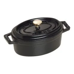 Staub Mini Cocotte 11 Cm, Oval, Sort, Støbejern