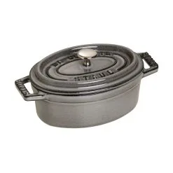 Staub Mini Cocotte 11 Cm, Oval, Grafitgrå, Støbejern