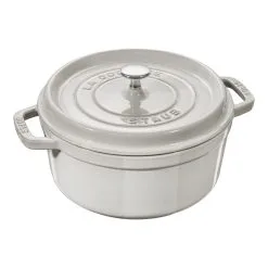 Staub Cocotte 24 Cm, Rund, White Truffle, Støbejern