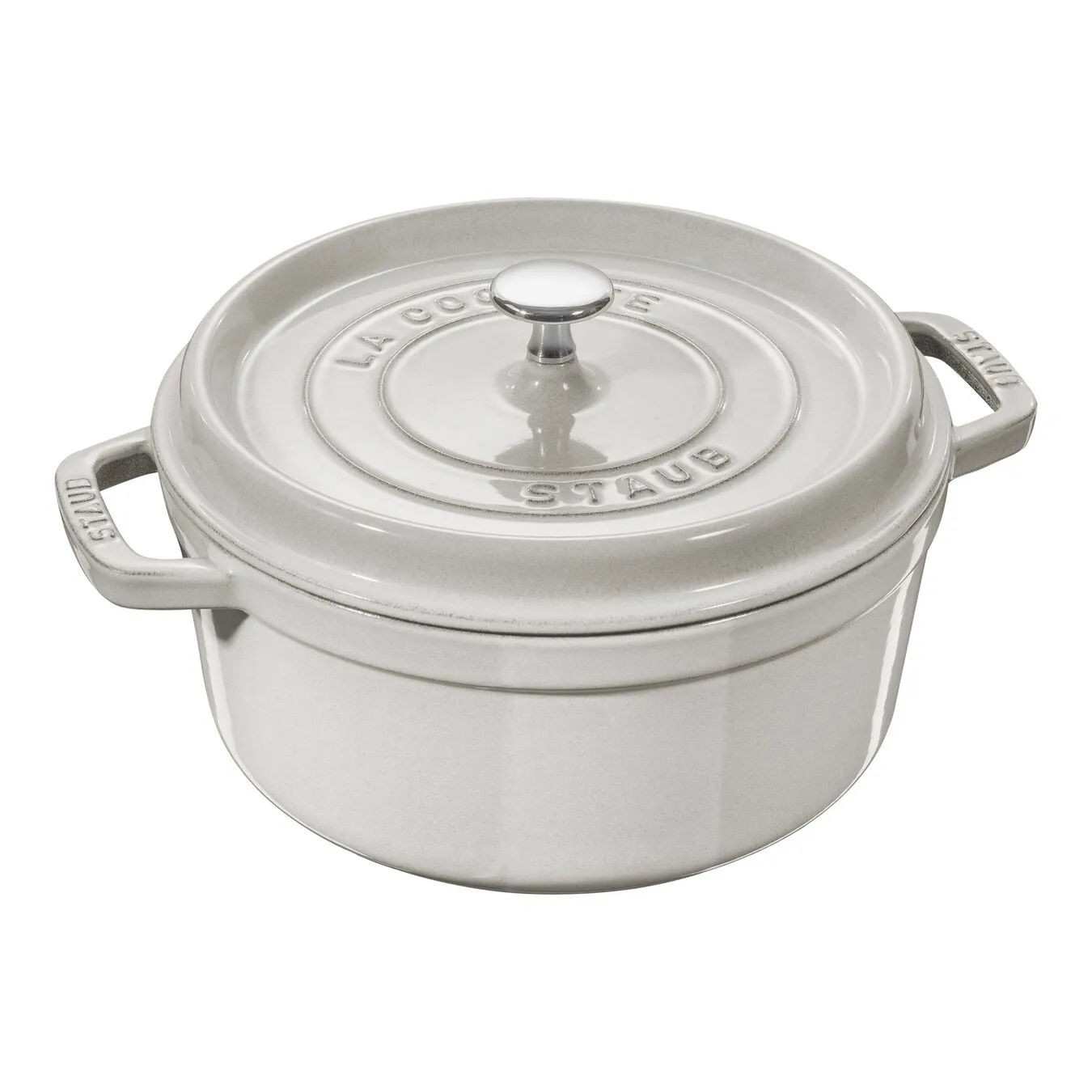 Staub Cocotte 24 Cm, Rund, White Truffle, Støbejern