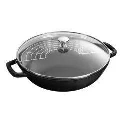 Staub Wok Med Glaslåg 30 Cm, Støbejern