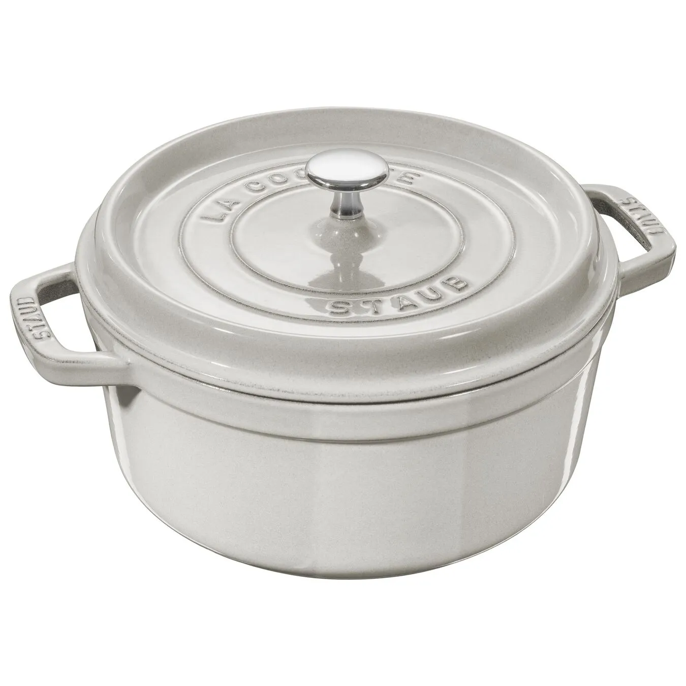 Staub Cocotte 26 Cm, Rund, White Truffle, Støbejern