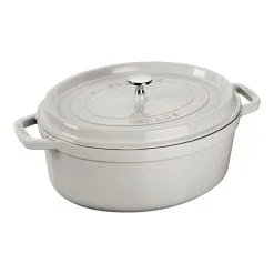 Staub Cocotte 31 Cm, Oval, White Truffle, Støbejern