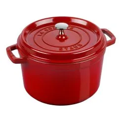 Staub Cocotte Dyb 24 Cm, Rund, Kirsebærrød, Støbejern