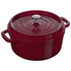 Staub Cocotte 24 Cm, Rund, Bordeaux, Støbejern
