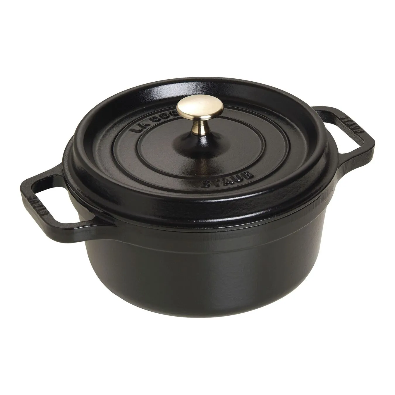 Staub Cocotte 22 Cm, Rund, Sort, Støbejern