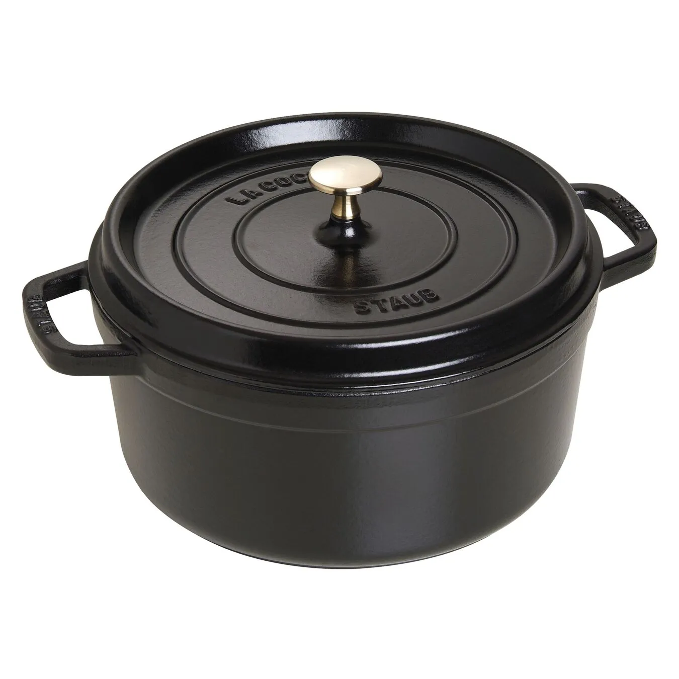 Staub Cocotte 26 Cm, Rund, Sort, Støbejern