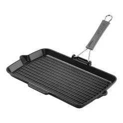 Staub Grillpande Med Hældetud 34 X 21 Cm, Støbejern, Sort