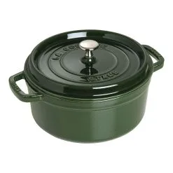 Staub Cocotte 26 Cm, Rund, Basilikum-Grøn, Støbejern