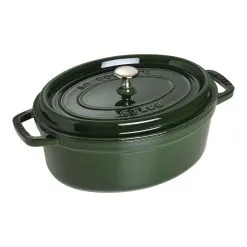 Staub Cocotte 29 Cm, Oval, Basilikum-Grøn, Støbejern