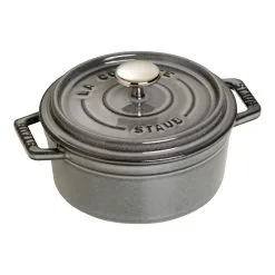 Staub Cocotte 12 Cm, Rund, Grafitgrå, Støbejern