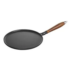 Staub Pandekagepande Med Træhåndtag 28 Cm, Støbejern, Sort