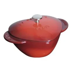 Staub Cocotte 20 Cm, Hjerte, Kirsebærrød, Støbejern