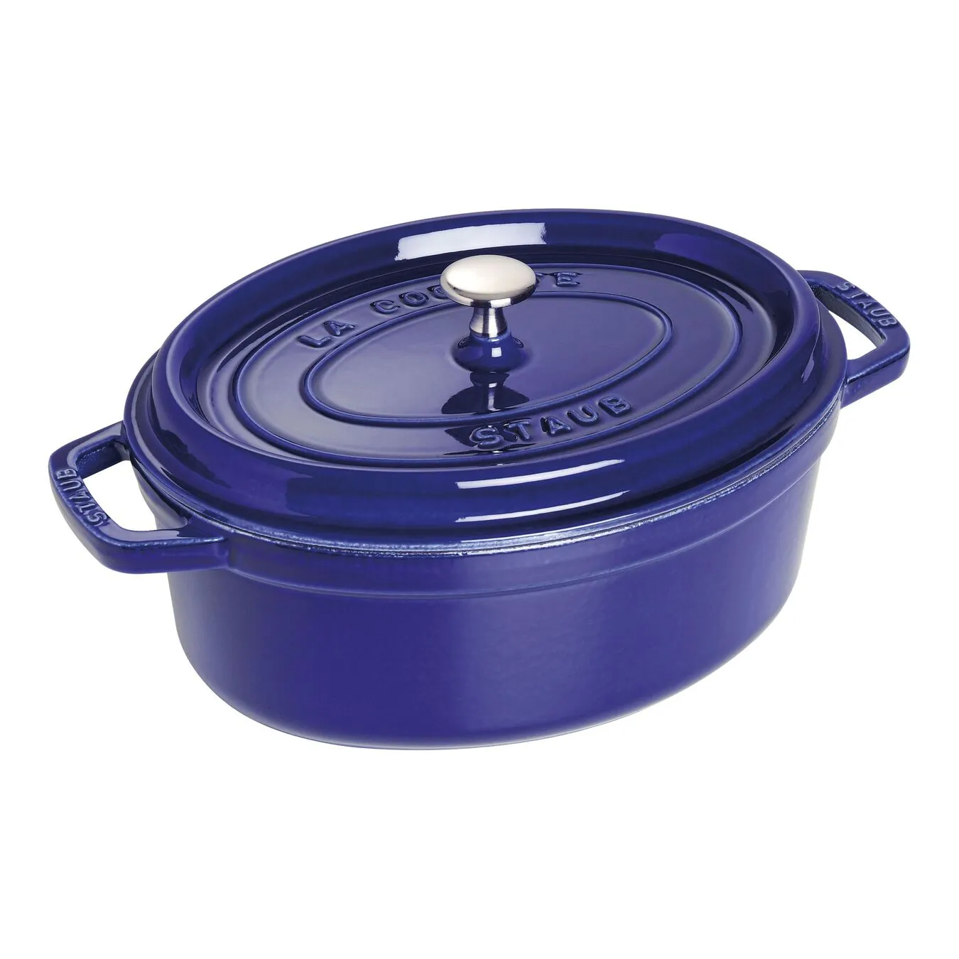 Staub Cocotte 29 Cm, Oval, Mørk-Blå, Støbejern