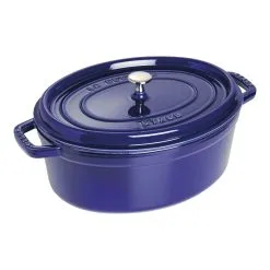 Staub Cocotte 33 Cm, Oval, Mørk-Blå, Støbejern