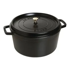 Staub Cocotte 34 Cm, Rund, Sort, Støbejern