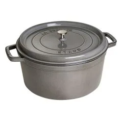 Staub Cocotte 34 Cm, Rund, Grafitgrå, Støbejern