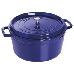 Staub Cocotte 30 Cm, Rund, Mørk-Blå, Støbejern