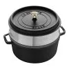 Staub Cocotte Med Dampindsats 26 Cm, Rund, Sort, Støbejern