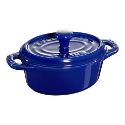 Staub Mini Cocotte 10 Cm, Oval, Mørk-Blå, Keramisk