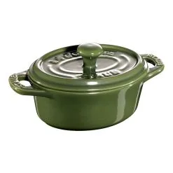 Staub Mini Cocotte 10 Cm, Oval, Basilikum-Grøn, Keramisk