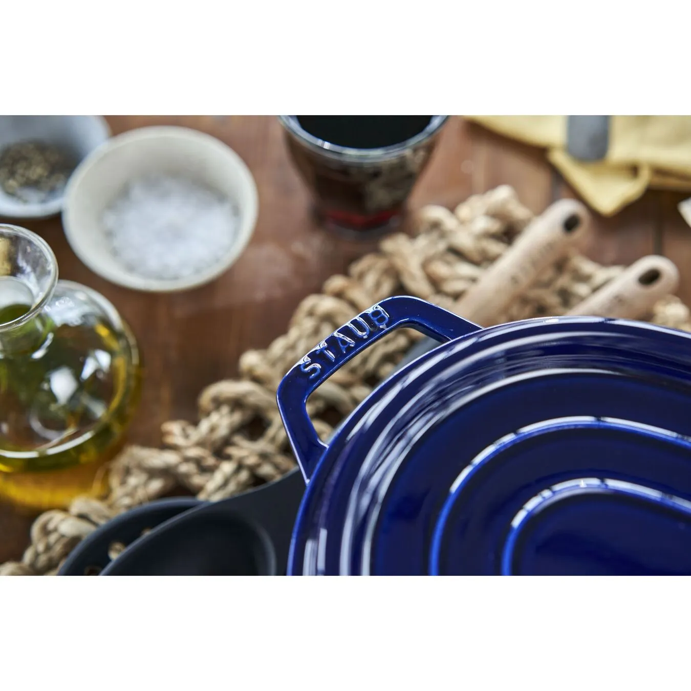 Staub Cocotte 33 Cm, Oval, Mørk-Blå, Støbejern - Billede 5