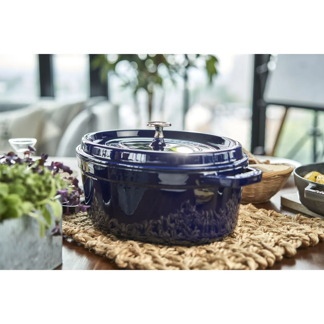 Staub Cocotte 33 Cm, Oval, Mørk-Blå, Støbejern - Billede 6