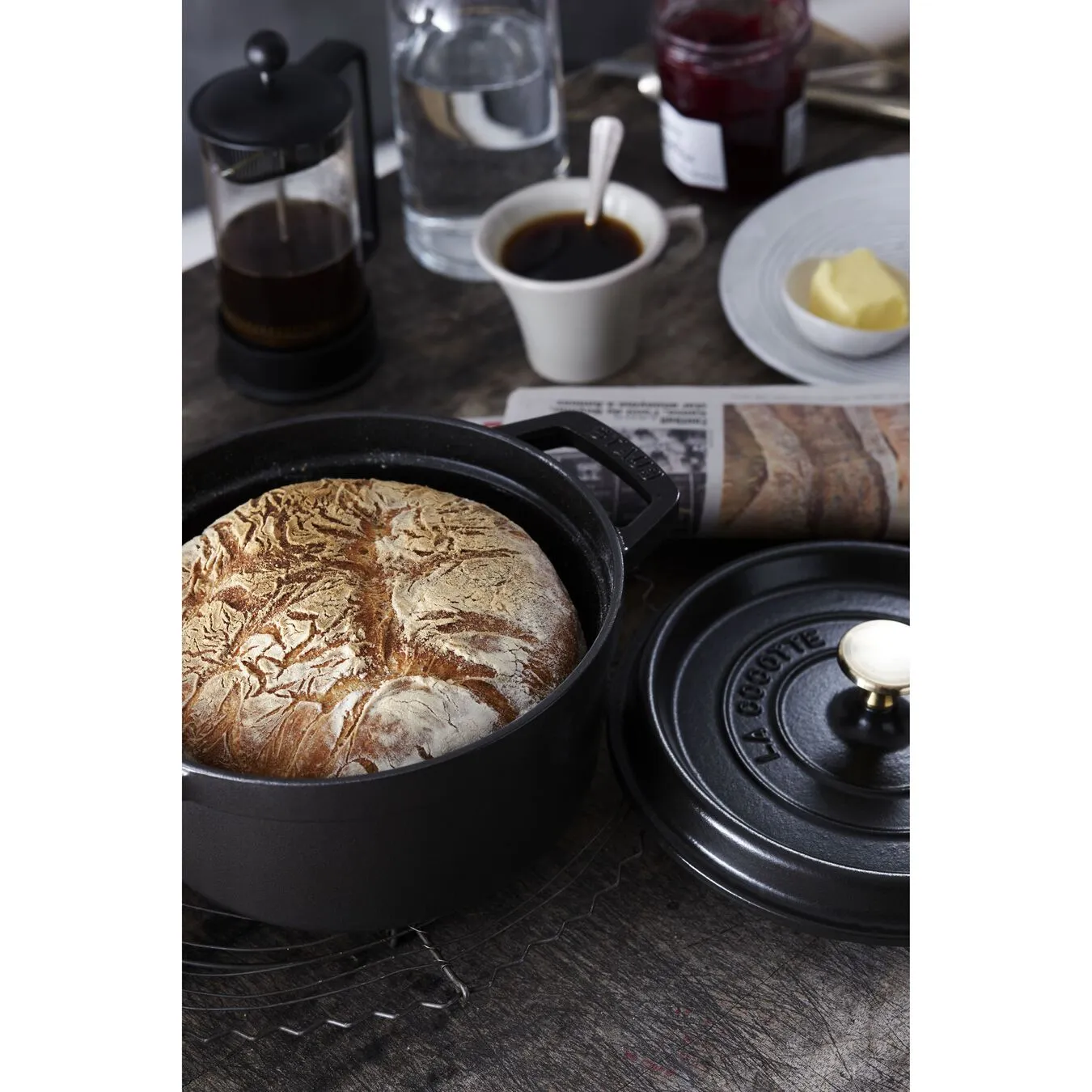 Staub Cocotte 22 Cm, Rund, Sort, Støbejern - Billede 3